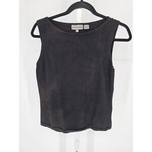 Laura Leigh Womens Sz L Sleeveless Knit Tank Top Solid Black